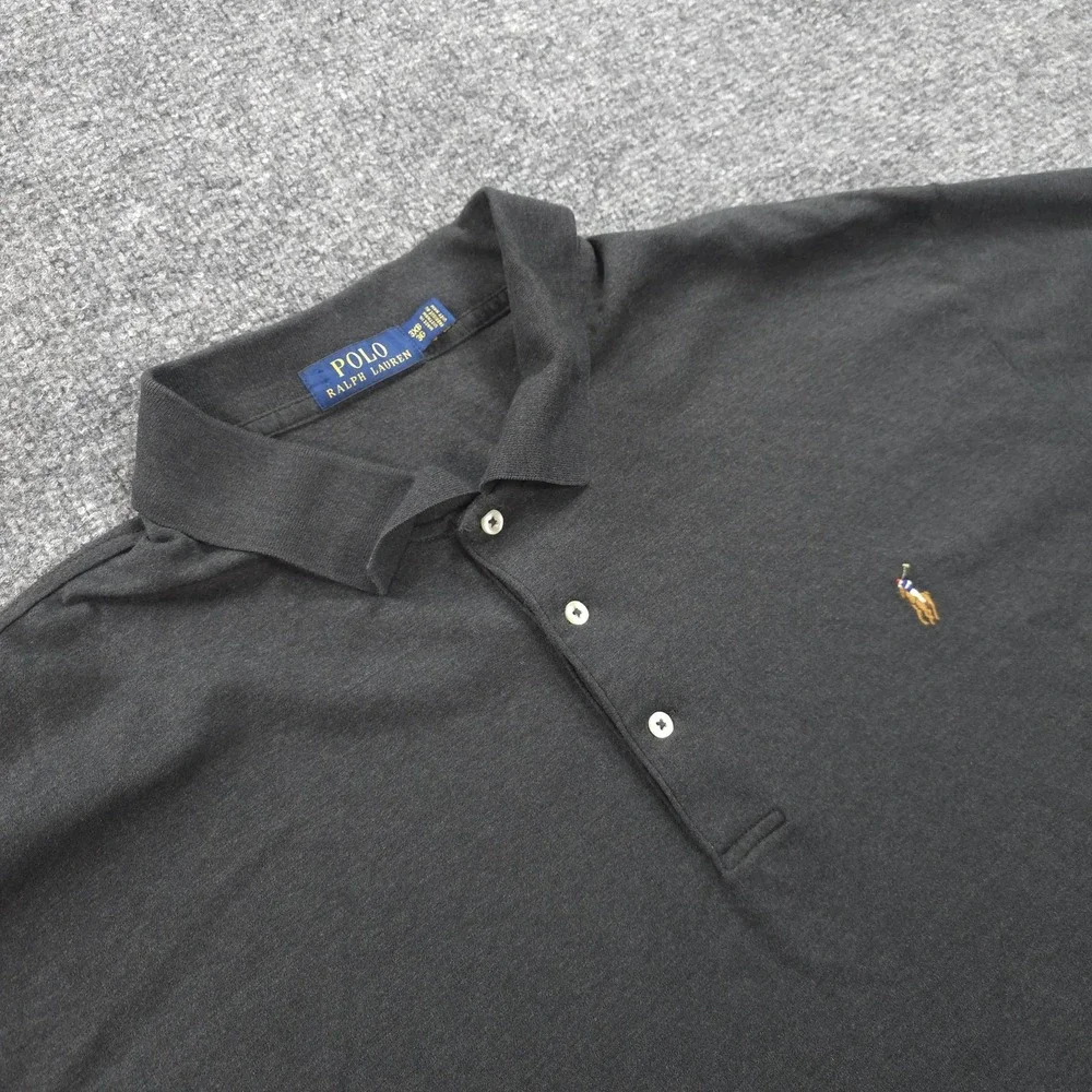 Polo Ralph Lauren Polo Shirt Mens 3XB Big 3X Gray Blaire Cotton Knit Pony Logo
